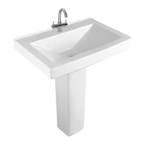 Lavabo de cerámica blanca de Arte Moderno con soporte-Pedestal de lavabo de pie para baño y uso interior/exterior - Product Image 2