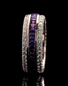 Bague Hip Hop Iced Out pour homme en argent sterling 925 plaqué or rose violet Baguette Moissanite Diamants Bague unique en gros - Product Image 6