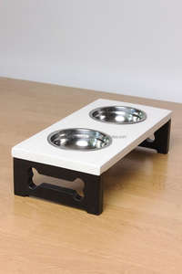 Mangeoire rectangulaire surélevée pour animaux de compagnie Bol de nourriture pour chiens et chats surélevé en bois Bols en acier surélevés pour animaux de compagnie diner pour l'eau et la nourriture - Product Image 4