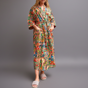 Peignoir en coton imprimé à la main en gros - Product Image 6