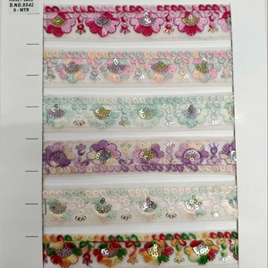 Embellecedor de encaje bordado de color personalizado para diseño de moda y ropa Embellecedor de encaje bordado de color personalizado para moda y ropa - Product Image 1