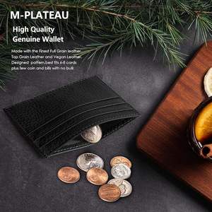 Tarjetero de cuero genuino para hombre y mujer con 6 ranuras para tarjetas y 1 bolsillo para hombre - Product Image 4