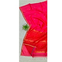 Saree Buti Maheshwari Berlian Kecil Mewah dengan Pinggiran, Saree Desainer India Elegan dari Katun Sutra Tradisional