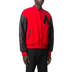 2025 Blouson aviateur pour hommes avec logo personnalisé le plus vendu Broderie de lycée avec garniture en cuir Poignets élastiques Veste de conception à panneaux - Product Image 2