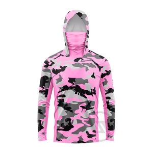 เสื้อตกปลาทะเลแขนยาวของผู้ชายกันลม UPF50มีฮู้ดขนาดใหญ่พิเศษระบายอากาศได้ดีแห้งเร็วซับลิเมชันสำหรับกลางแจ้ง - Product Image 2