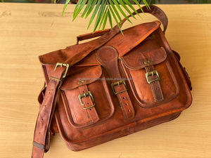 Unisex Goat Leather Vintage <b>Messenger</b> <b>Bag</b> Laptop Leather <b>Bag</b> Vintage Stylish Leather <b>Bags</b> - Product Image 3