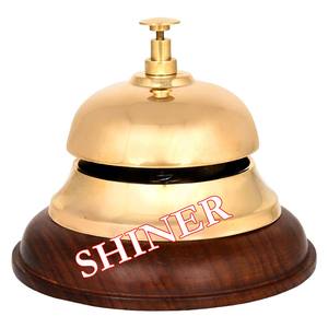 Hermoso diseñador de 5 ", servicio de campana de llamada de escritorio de latón para hoteles, escuelas, restaurantes, decoración, campanas de latón, recepción, campana de Base de madera - Product Image 5