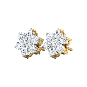 Pendiente de racimo de diamantes cultivados en laboratorio de forma redonda de 1ct VS Clarity EF Color en oro de 14K para Joyería Fina de mujer - Product Image 1