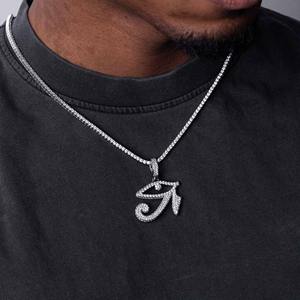 Horus Eye Moissanite <b>Diamond</b> <b>Pendant</b> <b>Charm</b> 925 Silver Gold Plated Egyptian Jewelry Iced Hip Hop Style Necklace for Men Wedding - Product Image 2