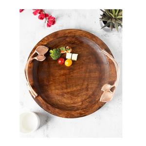Plateau de service de forme ronde dernier modèle en bois ustensiles de cuisine vaisselle utilisation pour la maison hôtels restaurants nouveauté - Product Image 4