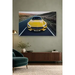 Fida Yellow Mercedes-AMG GT on Valley Road <b>Canvas</b> Print - Product Image 2