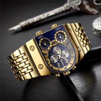 Montre homme Oulm 9315, grande marque, trois fuseaux horaires, grand cadran, montre à quartz unique, acier inoxydable.