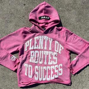 OEM personalizado Streetwear sudaderas con capucha parche trabajo y bordado Diseño ácido lavado de gran tamaño pulóver sudadera proveedor - Product Image 2