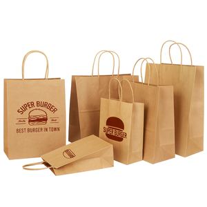 Bolsas de Papel Kraft Impresas Personalizadas con Logotipo Personalizado al por Mayor, Bolsas de Embalaje de Alimentos de Papel a Granel con Asa para Promoción de Compras - Product Image 1