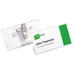 DURABLE 75 X 40 mm <b>Name</b> Badge Holder & Accessory Combination Clip with Transparent Design 25 Pcs./pack - Product Image 3