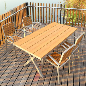 Luxury Solid Wood Outdoor <b>Table</b> And Chairs Set <b>Foldable</b> Space Saving Patio Dining Combination Waterproof Sun Protection Villa - Product Image 6