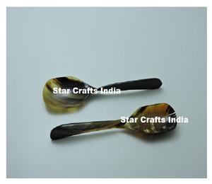 Ventes chaudes et de haute qualité, 2 pièces de cuillères à salade en corne, vaisselle, service à salade unique et luxueux en corne de buffle, fabriqué en Inde - Product Image 6