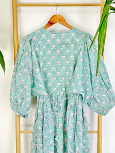 Vestido largo de algodón puro con estampado de bloques indios, patrón Vintage sólido Floral, terroso, elegante, Digital, cómodo, lavable, ecológico - Product Image 5