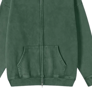 Sudadera con Capucha Verde Oscuro con Cierre, Estilo Urbano, Unisex, Algodón Grueso, Holgada, Venta al Por Mayor 2026 - Product Image 4
