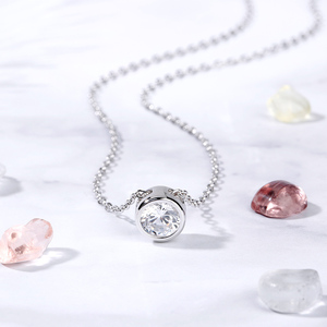 Collier pendentif Jeulia tendance en zircon taille ronde en argent sterling plaqué or rose - Product Image 6