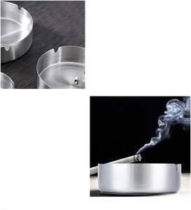 Impressions de logo personnalisé Design classique Cendrier à cigarettes en acier inoxydable anti-fumée avec couvercle pour la maison, le bureau ou le bar - Product Image 5