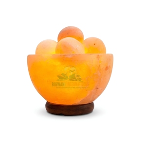 Lampe de table à intensité variable en sel rose de l'Himalaya naturel, écoresponsable, faite à la main, avec boules de massage, pour la relaxation - Product Image 1