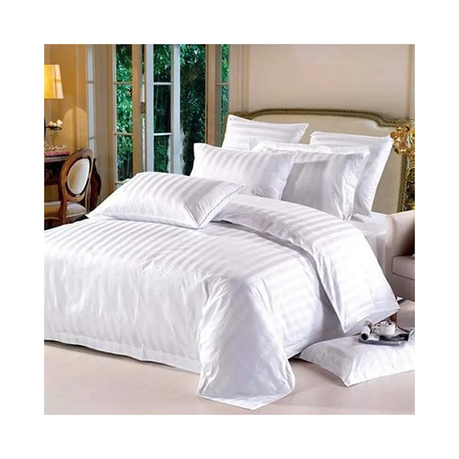 トップトレンドのベストセラー製造デザイン綿100% 寝具セットサテン生地白いベッドシーツ