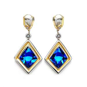 Bijoux de boucle d'oreille en calcédoine bleue naturelle faite à la main en argent sterling 925 antique vintage minimaliste pour femme - Product Image 3