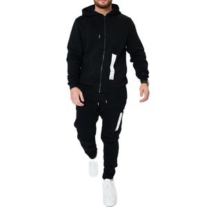 ชุดวอร์มออกกำลังกายพรีเมียมแบบใหม่ขายส่ง เสื้อฮู้ดผ้าฝ้ายแบบมีซิป ชุดเสื้อผ้าสั่งทำ 2 ชิ้น ชุดวอร์มผู้ชาย - Product Image 1