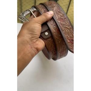 Ceinture en cuir de vache artisanale indienne avec boucle en acier, longueur personnalisée, durable, écologique, résistante, imperméable, pour les fêtes - Product Image 3