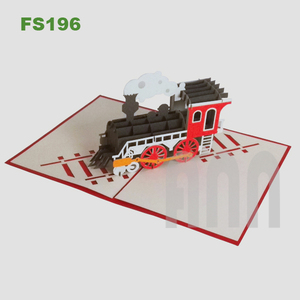 Tarjeta de Felicitación 3D Pop-up con Diseño Personalizado de Tren, Hecha a Mano, con Impresión Múltiple, Acabado Mate/Brillante, Estampado en Caliente, Arte en Papel, Souvenir - Product Image 1