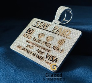 Colgante de Plata Sólida 925 para Hombre, con Diseño de Tarjeta ATM y Diamantes de Moissanita, Bicolor, Estilo Hip Hop, con Letra Personalizada - Product Image 4