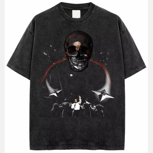 Fabricantes de logotipo personalizado serigrafiado gráfico peso pesado 100% algodón camiseta cuello redondo de gran tamaño suelta camiseta para hombres - Product Image 1