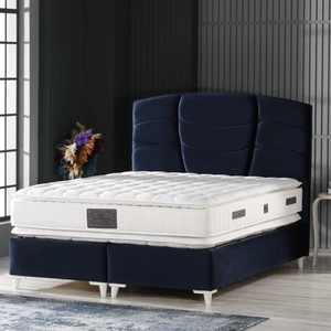 Cama tapizada azul Tela suave Muebles de dormitorio modernos cómodos tipo 3 - Product Image 1