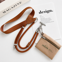 Cordon de téléphone réglable personnalisé à porter en bandoulière avec pochette zippée, sangle mains libres pour mobile et ensemble porte-cartes de voyage