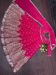 NUEVO DISEÑADOR VESTIDO DE FIESTA PESADO ESPEJO TRABAJO GEOREGTTE VESTIDO CON DUPATTA - Product Image 3