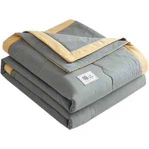 Oem индивидуальный дизайн логотипа машинная стирка одинарное двойное тонкое одеяло и стеганое хлопковое летнее одеяло из чистого хлопка с кондиционером