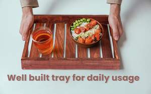 Bandeja de servir de madera de teca artesanal con un hermoso patrón de vetas, tabla rectangular para decoración de hogar de lujo y necesidades de entretenimiento. - Product Image 2