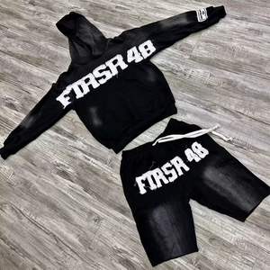 Ensemble de sweat à capuche pour hommes personnalisé de haute qualité, sweat à capuche lavé à l'acide, survêtement de 2 pièces, ensemble de jogging court pour hommes, ensemble de deux pièces - Product Image 1