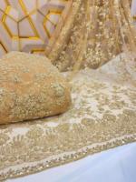 Tissu en maille brodé à la main avec perles importées de qualité supérieure, tissu unique entièrement brodé et perlé à la main