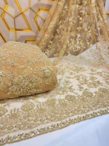 Tela de malla hecha a mano con cuentas importadas de la mejor calidad, tela hecha a mano con cuentas pesadas únicas, tela completamente bordada y con cuentas - Product Image 3