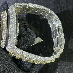 นาฬิกาสแตนเลสสำหรับผู้ชายปรับแต่งได้ตามต้องการนาฬิกากลไกอัตโนมัติ VVS Moissanite เพชรชุบทองคำขาว - Product Image 5