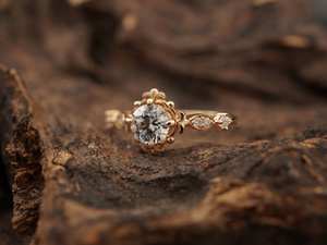 แหวนหมั้นทอง18K ทำด้วยมือสไตล์วินเทจของขวัญวันครบรอบปีที่ดีแบบดั้งเดิมไม่มีสี - Product Image 2