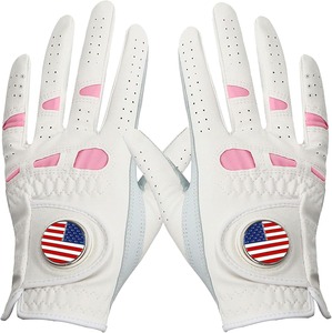 Paire de gants de golf pour femmes main gauche en cuir Cabretta respirant tous temps et poignée de pluie Gants de sport roses pleine grandeur - Product Image 1