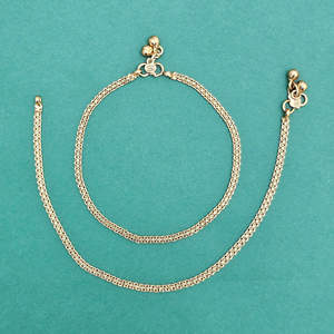 Artificial Fashion Jewellery Exporter in India Antique Plain <b>Gold</b> Payal With <b>Gold</b> Plating - Product Image 1