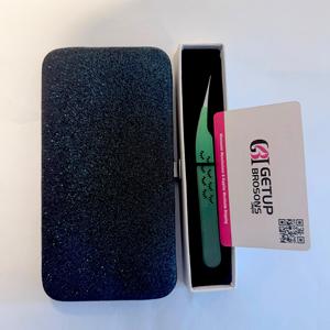 Pinzas Profesionales para Pestañas, Color Verde Oscuro, Recubrimiento en Polvo, Punta Suave, Antimagnéticas, Antiestáticas, Longitud de 10 mm - Product Image 2