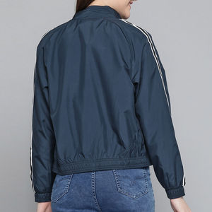 Blouson bomber en tricot à col montant pour femme, manches longues, fermeture éclair intégrale, respirant, coupe-vent, doublure en coton pour la saison hivernale - Product Image 3