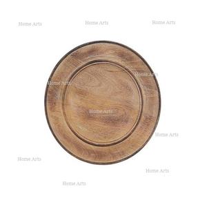 Ensemble de 4 assiettes de présentation en bois massif, qualité supérieure, forme ronde, sous-assiettes de présentation à bas prix - Product Image 2