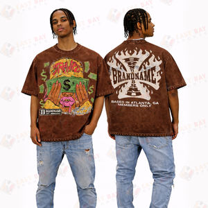 Camiseta Personalizada con Estampado DTG, Tejido Grueso 100% Algodón French Terry, Dobladillo sin Rematar, Estilo Vintage Desteñido al Sol, Camisetas para Hombre - Product Image 6