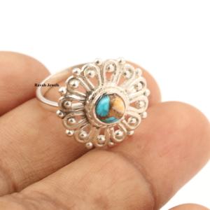 2025 Natural Espinosa ostra turquesa joyería de plata 6mm cobre 925 anillo de diseñador de ley mujeres anillo de regalo fino del fabricante - Product Image 3